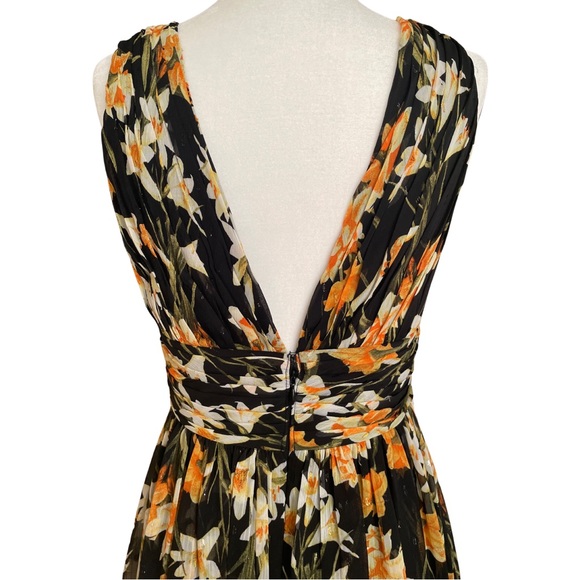 Aidan Mattox Black Floral Printed Sleeveless Slit Maxi Dress Size 4 - Picture 8 of 16